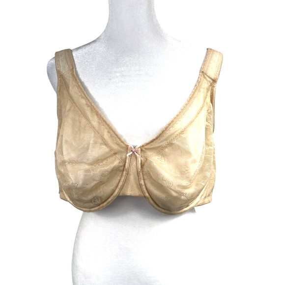 CACIQUE Modern Lace Full Coverage Bra NUDE BEIGE SZ 48C Underwire Wide Straps - Picture 1 of 8